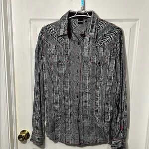 Cruel Girl Black and White Snakeskin Patterned Shirt